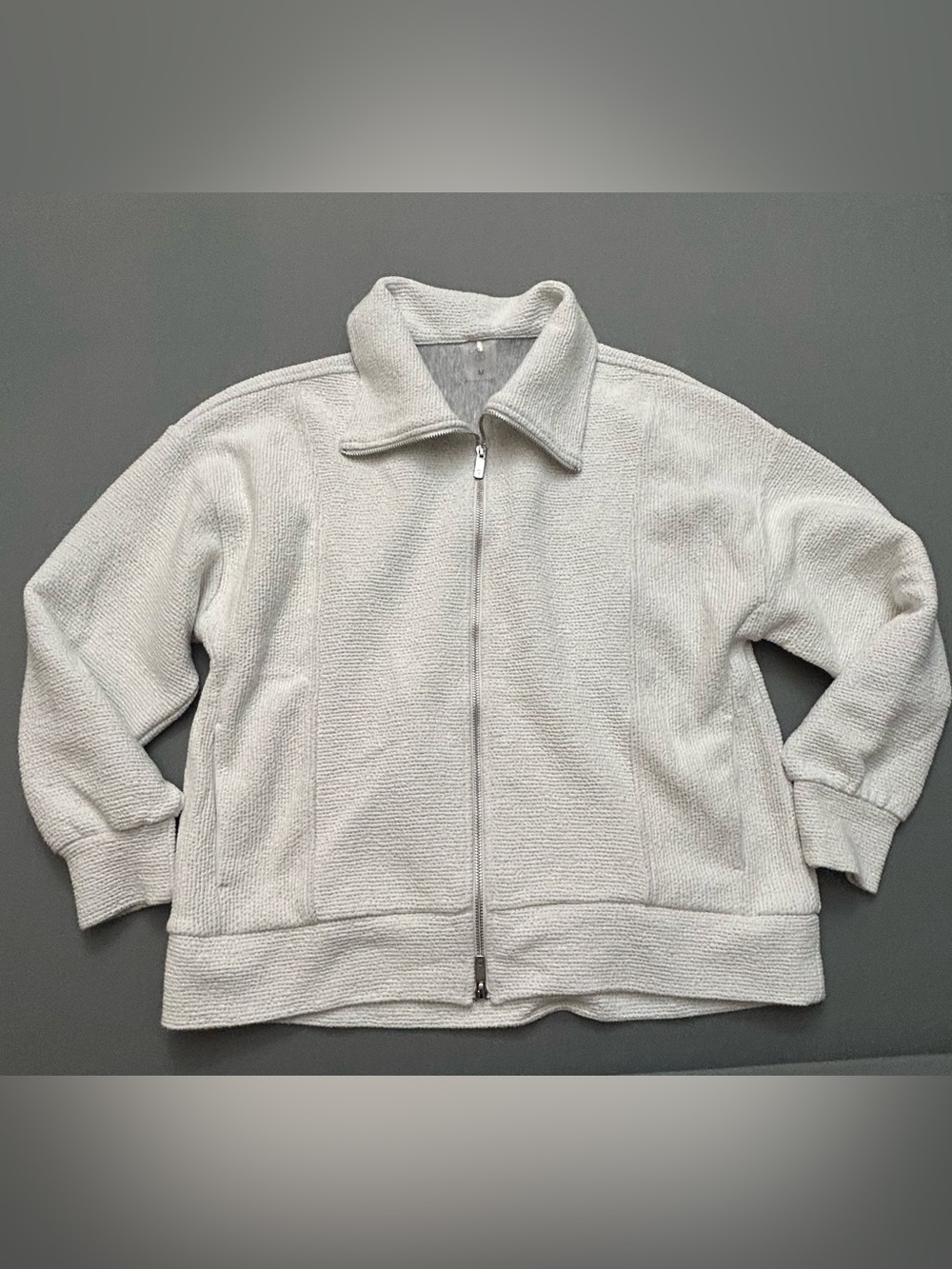 Calia Women's Light‎ Gray Zip-Front Fleece Lined Sweater Jacket